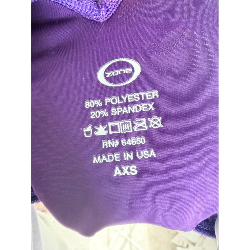 Zone Gymnastics Leotard Purple Metallic Mesh‎ Long Sleeve Kids AXS - Picture 4 of 4
